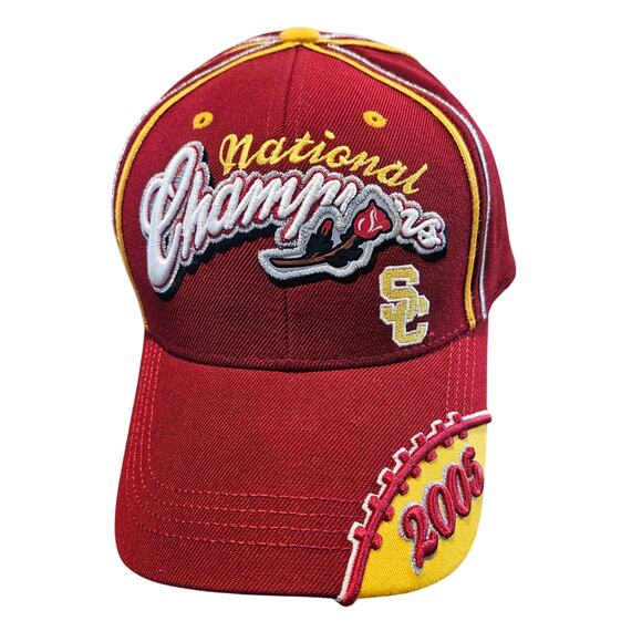 Vintage USC National Champions 2005 Strapback Hat Cap Burgundy NCAA Rose Bowl - Picture 1 of 10
